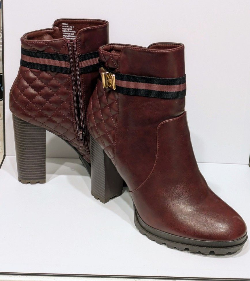 NEW Burgundy Luxury Combat Boots – Size 10, 3.5” Heel – Elegant & Timeless
