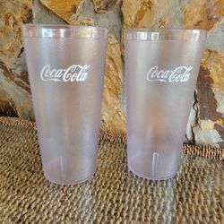 Cocoa Cola 2 Textured Clear Plastic Tumblers