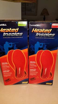 2 NEW IN BOX 2 PAIRS OF L&XL THERMACELL HEATED INSOLES WITH REMOTE CONTROL. PICK UP MIDDLEBORO ONLY FINAL SALE