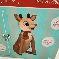Christmas Inflatable Rudolph Light Up 3.5ft tall