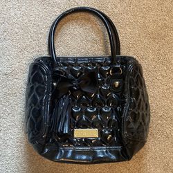 Betsy Johnson Quilted Black Patent Handbag 