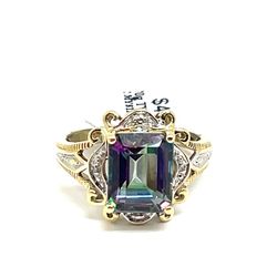 10Kt Two Tone Mystic Topaz Ring 3.70g Size 7 191537/13