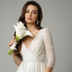 INDIRA Midi Wedding Dress, Modern Wedding Dress, Wedding Gown, Chic Wedding Gown