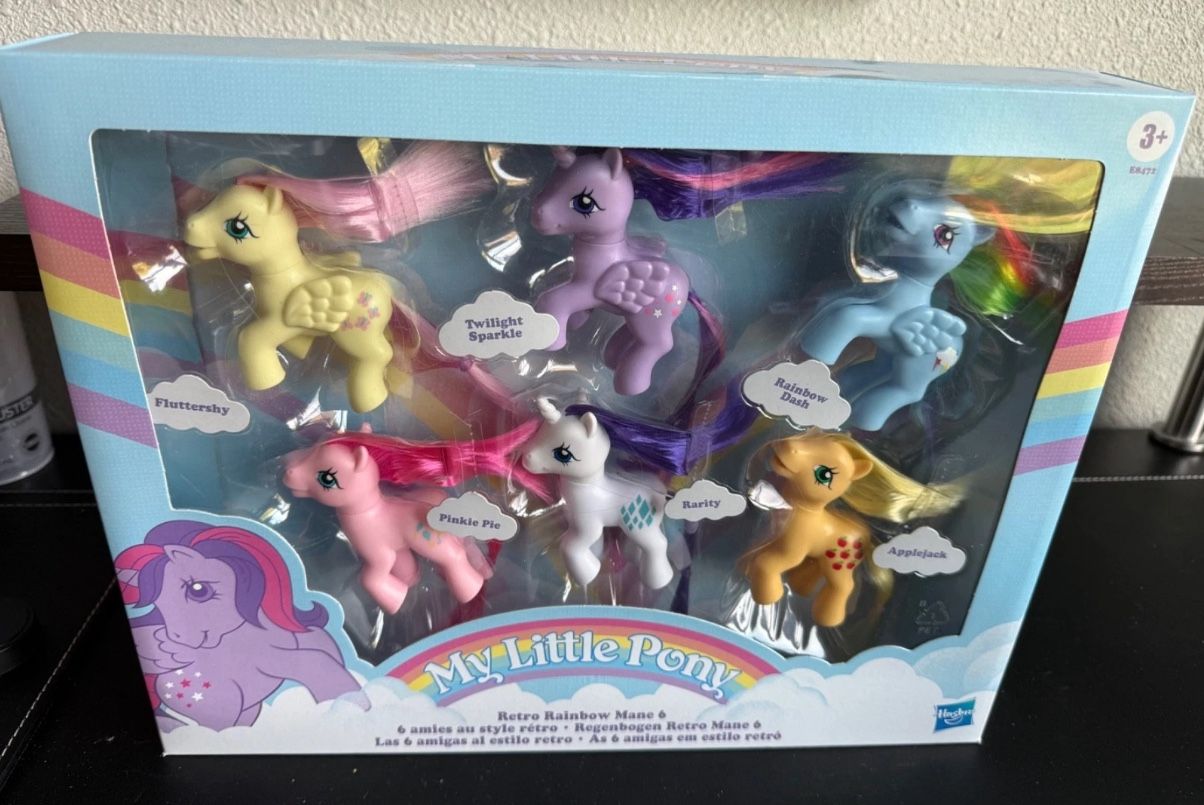 My Little Pony Retro Rainbow Mane 6 G1 80s Inspired 3" Figures Hasbro 2019