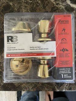 RELIABILT Gallo Polished Brass Deadbolt Keyed Entry Door Knob Combo