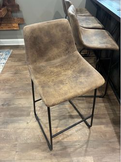 MOVING SALE ! - 4 x Bar stools , tan / brown suede