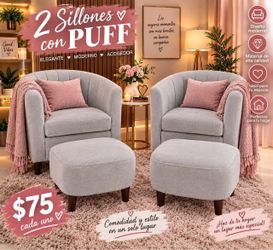 Gray Accent Chair with Ottoman Set