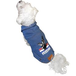 New Woof Dog Pet Vest Size Large Denim Flag And Eagle 