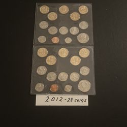 Coins – 2012 Uncirculated Mint Set in original mint packaging – 14 Philadelphia coins and 14 Denver coins – Total 28 coins