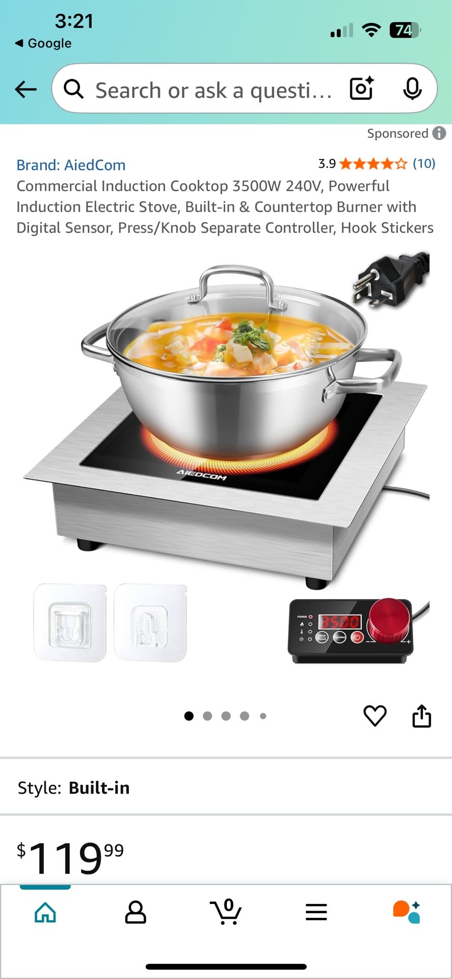 Commercial Induction Cooktop 3500W 240V, Powerful Induction Electric Stove, Built in & Countertop