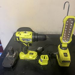 Drill and light with charger