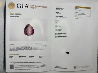 GIA 2.46 Ct Natural Spinel Purple-Pink Loose Gemstone 9.99 x 8.09 x 4.52 mm