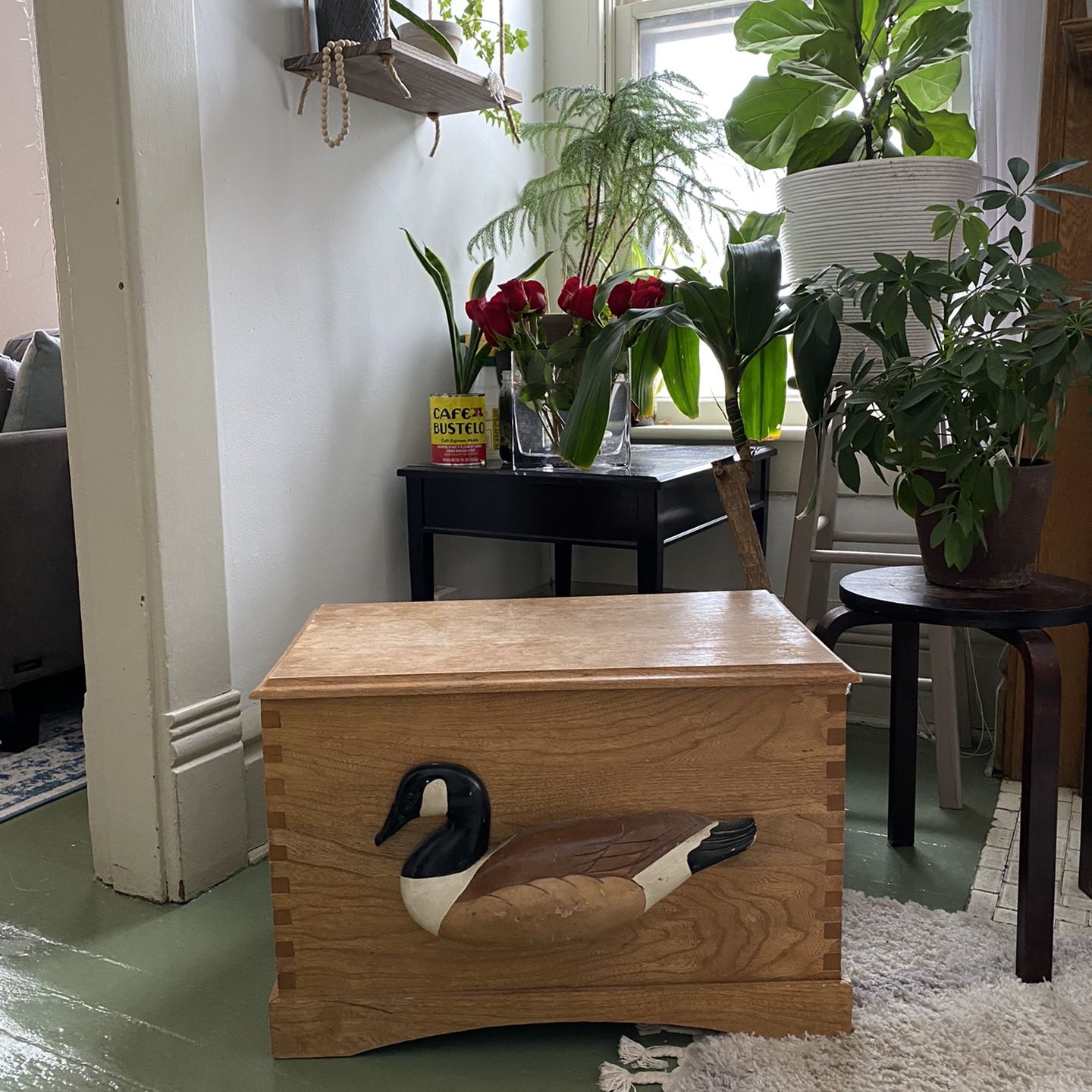 Brown You Wood Chest / Brown Wood Coffee Table / Side Table / Night Stand / Plant Stand / Ducks Unlimited