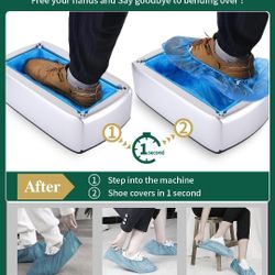 2025 Upgraded Shoe Cover Dispenser Automatic Machine with 200pcs Disposable Covers and Fits Most Shoes Size, Ideal Indoor Use for Home, Office, Hospit