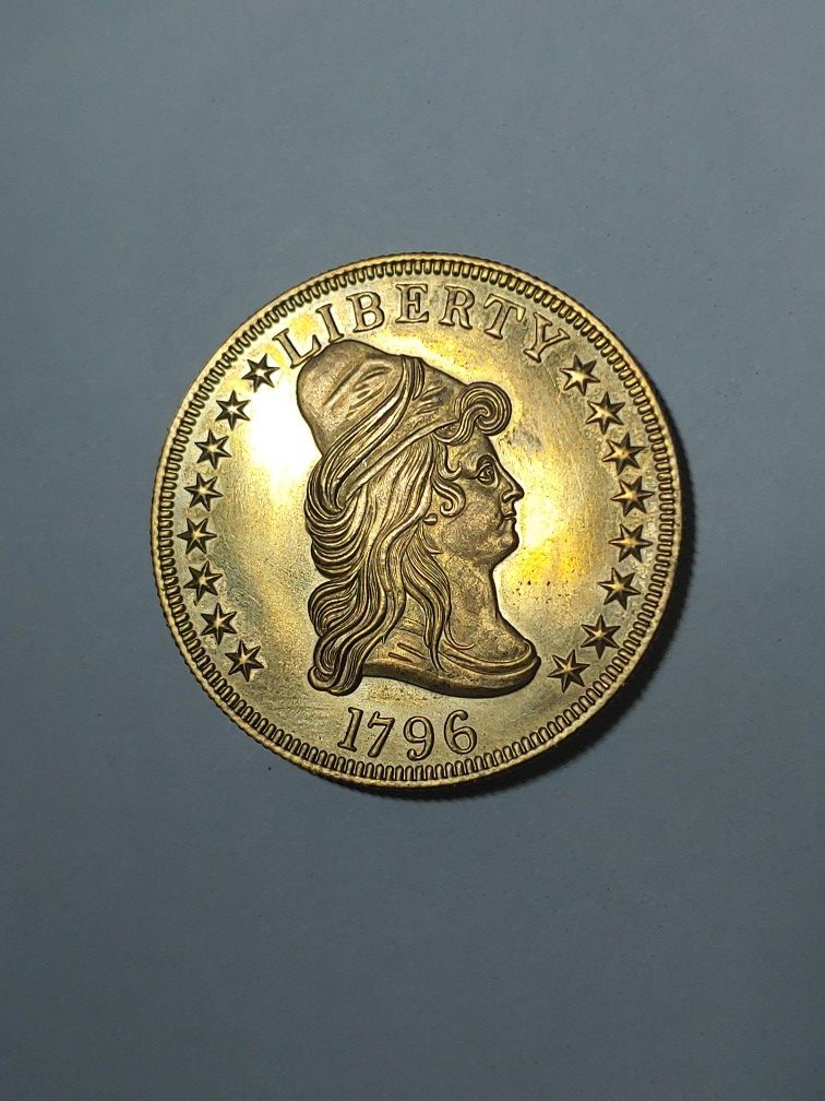 GREAT FOR NOVELTY-GEMINATE &  SUOVENIR COLLECTION US COIN **22KT GOLD PLATED**13.5GR**1796**