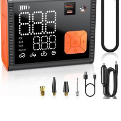 Tire Inflator Portable Air Compressor, 150 PSI Dual Cylinder 3X Faster Portable tire inflator, 28000mAh Dual Power Mode Portable Air Pump for Car Tire