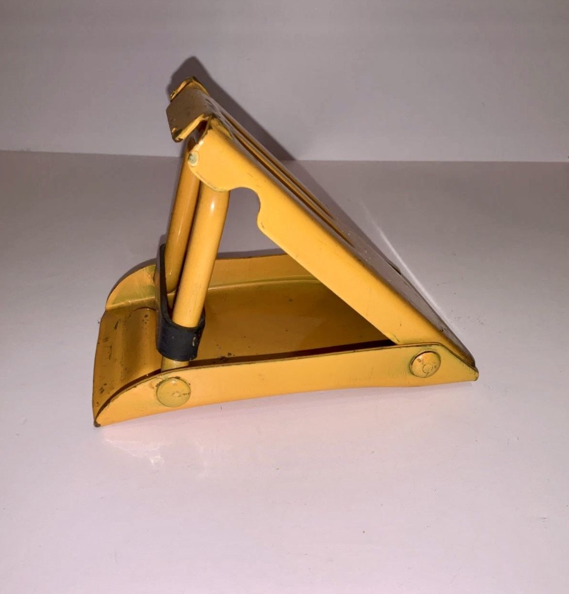 Vintage Folding Metal Wheel Chock Yellow Steel Tire Block Car / Trailer Japan