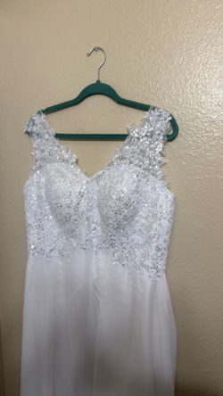 White Sequin Lace Bodice Wedding Gown