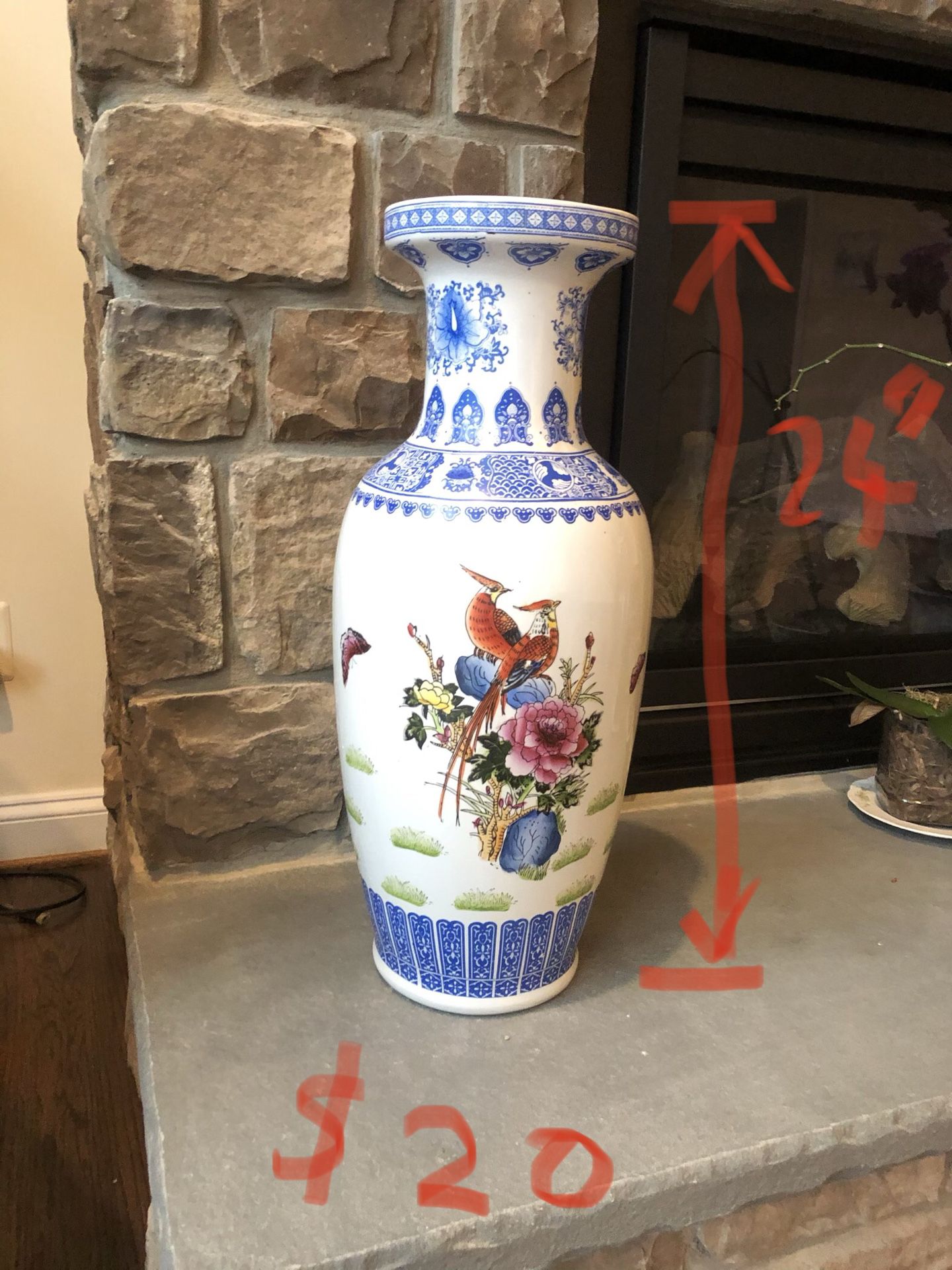 Ceramic vase, 24” tall