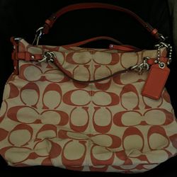 “COACH” Monogram/Coral PURSE 