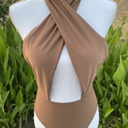Brown Halter Top Bikini 