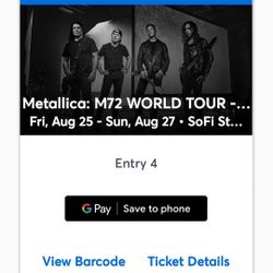 Metallica Tickets for Sunday 8/27