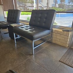 Like New Chrome And Black Leatherette Chairs
