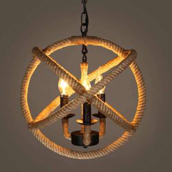 Farmhouse Pendant, Rustic, Industrial Hemp Rope
