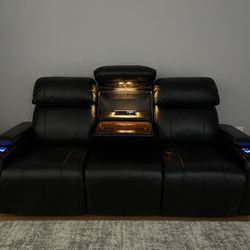 Stylus Power Sofa w/ Power Headrests & Drop Down Table