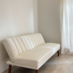 White Leather Futon Couch
