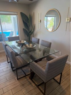 Pier 1 Modern Glass Dining Table | 78” x 38” | Seats 6