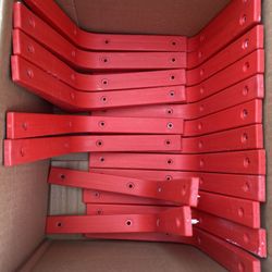 White shelves With red Wall L Brackets