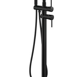 Floor Mount Bathtub Faucet Freestanding Tub Filler Standing High Flow Shower Faucets Shower Mixer Taps, Swivel Gooseneck Spout with Cylinder Handheld 