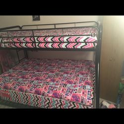 Twin Over Full Bunk Bed + Mattresses – Sturdy & Ready to Use