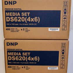 Lot Of 2 Boxes DNP DS620 4x6 Photo Printer Roll Media - 2 Rolls Per Box SEALED