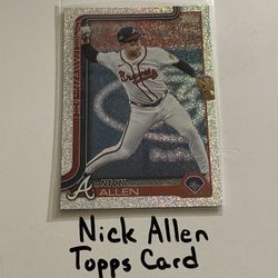 Nick Allen Atlanta Braves Shortstop Topps Short Print Insert Card. 