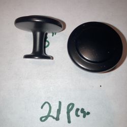Matte Black Stepped Round Knobs, Kitchen Cabinet Pull Handles, Pack of 10 | Size 1-1/4 Inch, Solid Furniture Hardware for Cupboard Door Dresser Drawer