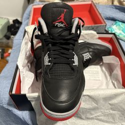 Air Jordan 4 Retro Bred Reimagined Black-F Red-Cement Sz 13