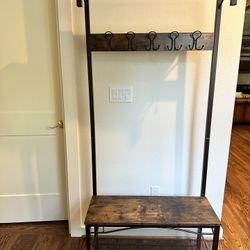 Hall Tree With Bench And Shoe Storage - Like new condition