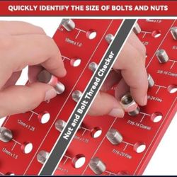 Nut and Bolt Size Gauge With 19 Standard & 15 Metric Identifiers, 8 Drill Bit Gauge From #6 to 3/4" 