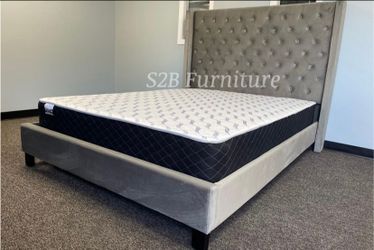 Ck Grey Euro Platform Bed With Ortho Mattress Included