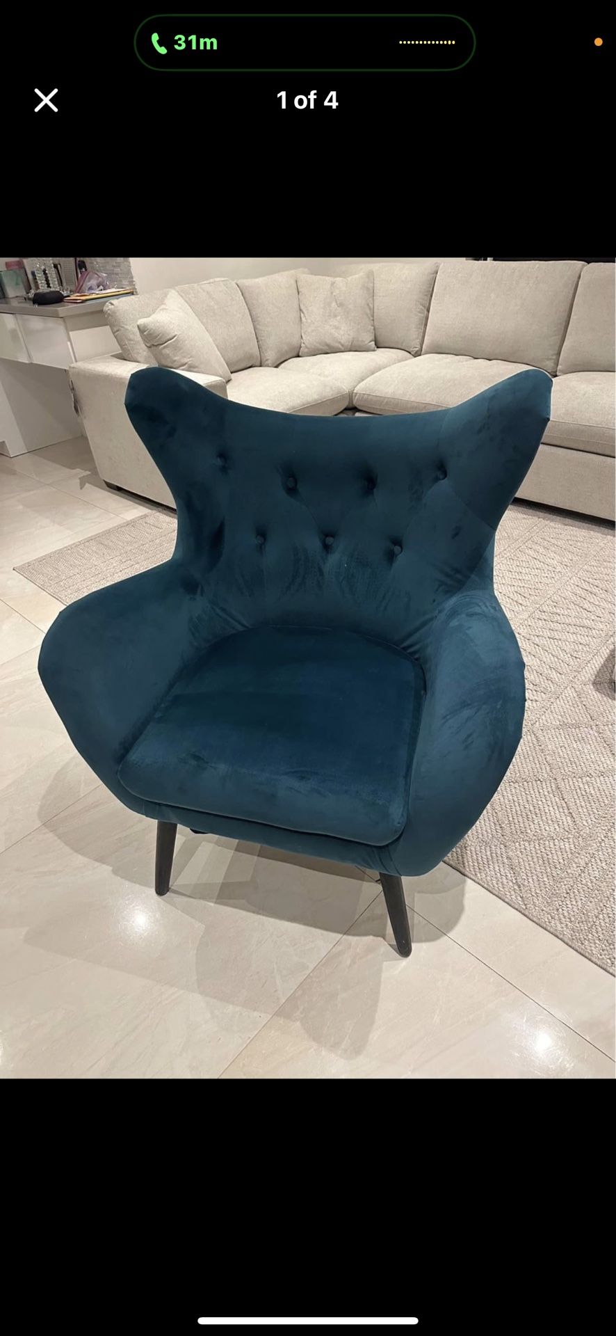 Velvet Wingback Chair Accent Chair 