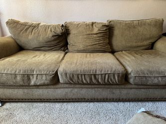 3-Seat Fabric Sofa with Nailhead Trim