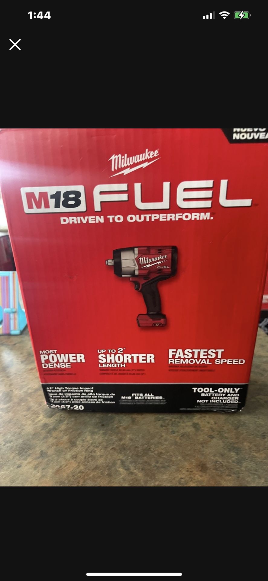 MILWAUKEE M18 FUEL 1/2” HIGH TORQUE IMPACT WRENCH #2977-20(( Tool Only))