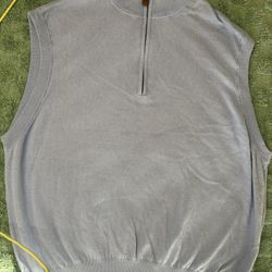 Orvis Cotton/ Cashmere Quarter Zip Sweater Blue Vest 