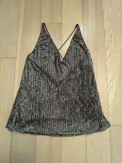 EXPRESS Silver Gray Sequin Cross-Back Cami Top - Size S