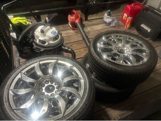 Chrome Wheels with Tires Set of 2