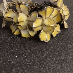 Gold Tone Yellow Floral Bracelet