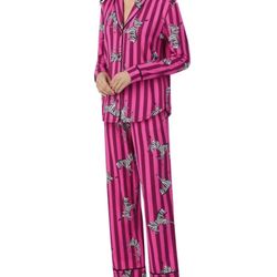 NWOT Room Service Women's Shawl Collar Pajama Set Pink M