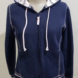 Pink & Navy Zip Up Thick Sweater size Woman's Small 